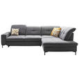 ECKSOFA in Chenille Grau  - Schwarz/Grau, Design, Textil/Metall (310/240cm) - Xora