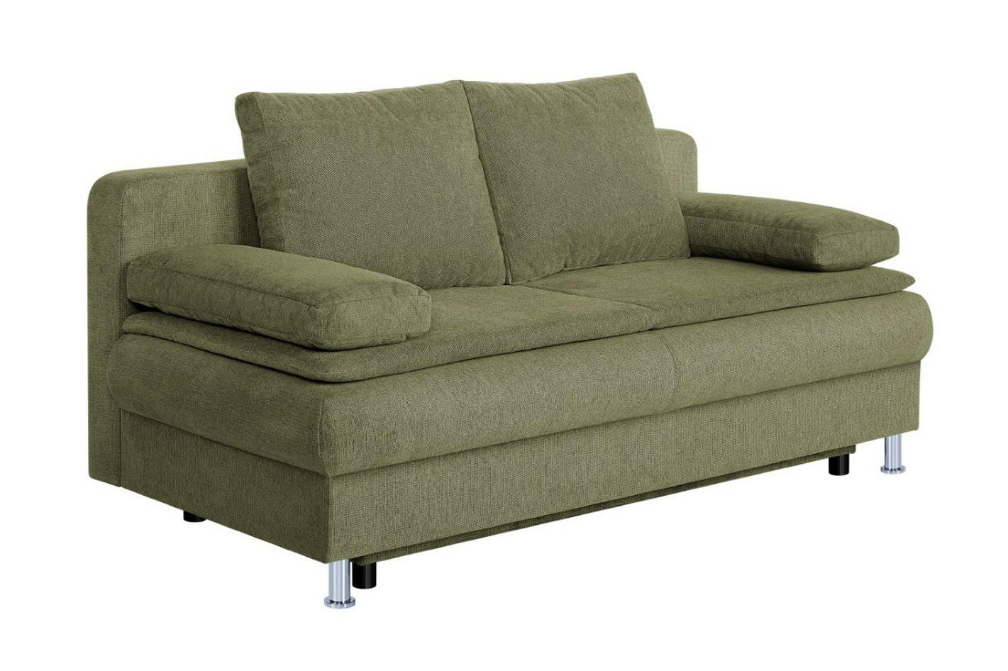 SCHLAFSOFA Webstoff Olivgrün  - Chromfarben/Schwarz, Basics, Kunststoff/Textil (200/92/90cm)