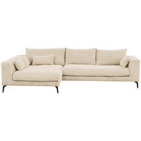 ECKSOFA in Cord Creme  - Creme/Schwarz, Design, Textil/Metall (172/313cm) - Livetastic