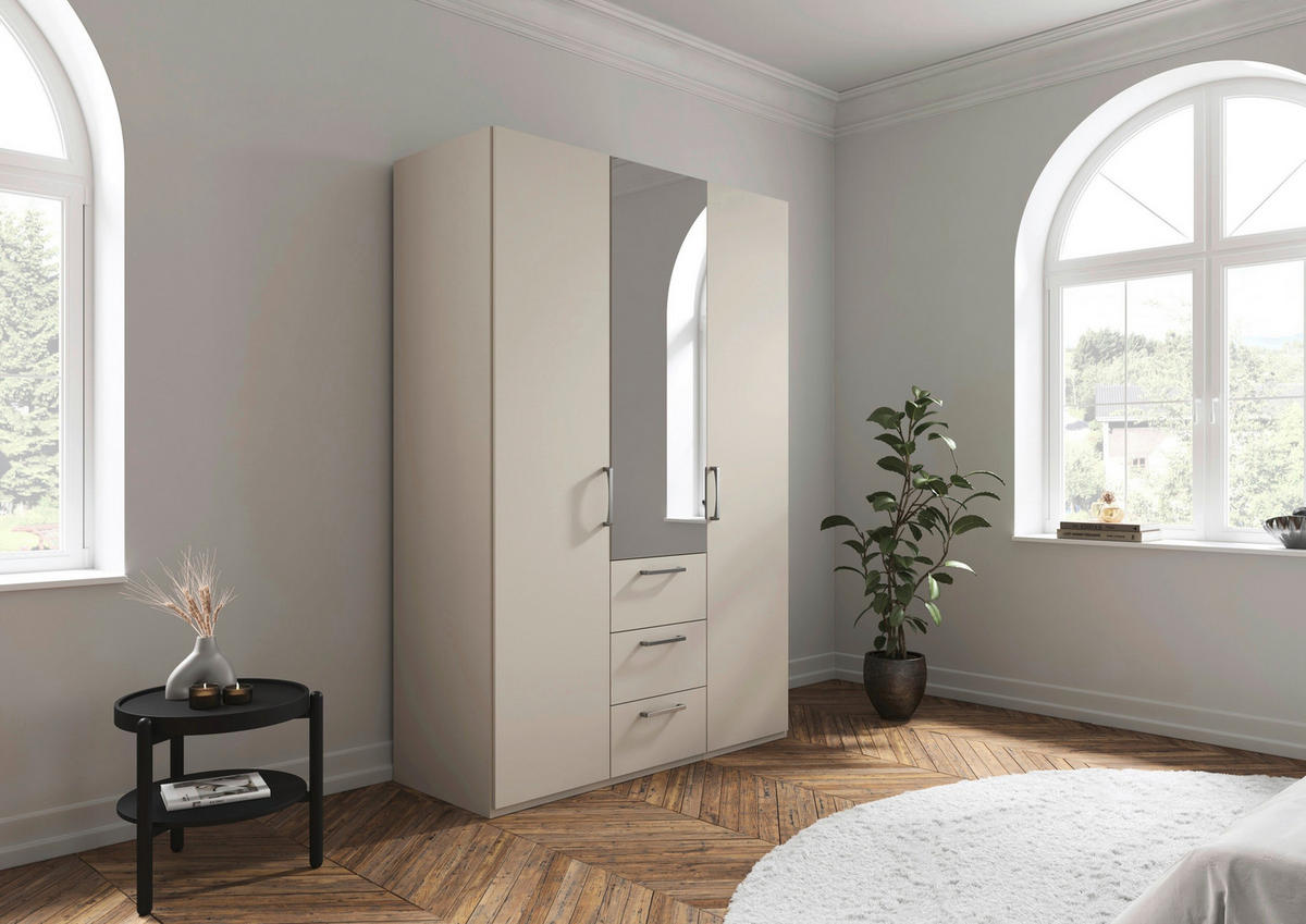 DREHTÜRENSCHRANK 151/223/61 cm,  in Champagner, 3-türig  - Edelstahlfarben/Champagner, Basics, Glas/Holzwerkstoff (151/223/61cm) - Novel