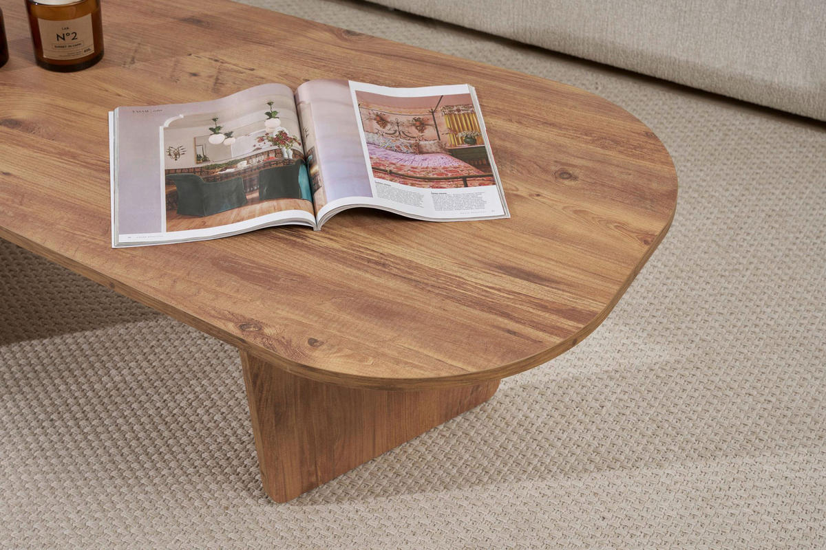 COUCHTISCH 130/65/40 cm Freiform Pinienfarben  - Pinienfarben, Design, Holzwerkstoff (130/65/40cm) - MID.YOU