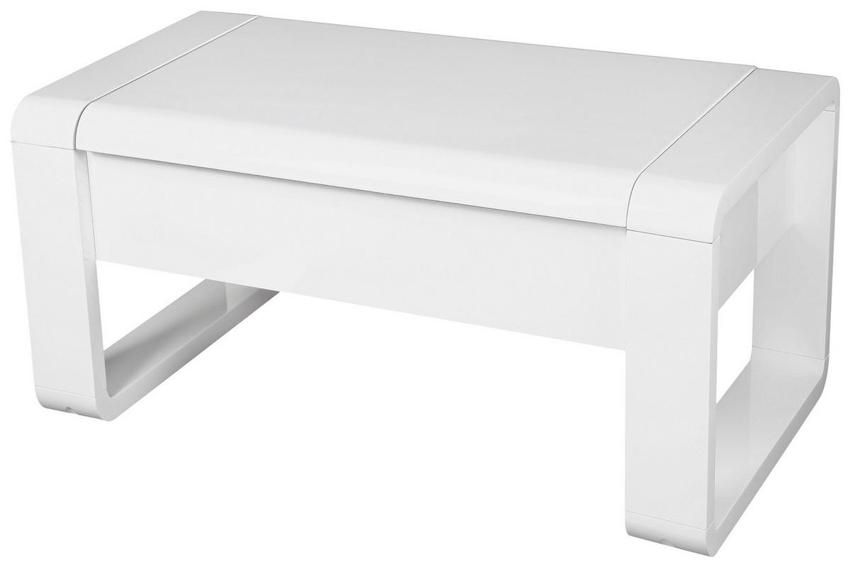 COUCHTISCH 115/60/45-71 cm rechteckig Weiß Hochglanz  - Weiß Hochglanz/Weiß, Design, Holzwerkstoff/Metall (115/60/45-71cm) - Hom`in
