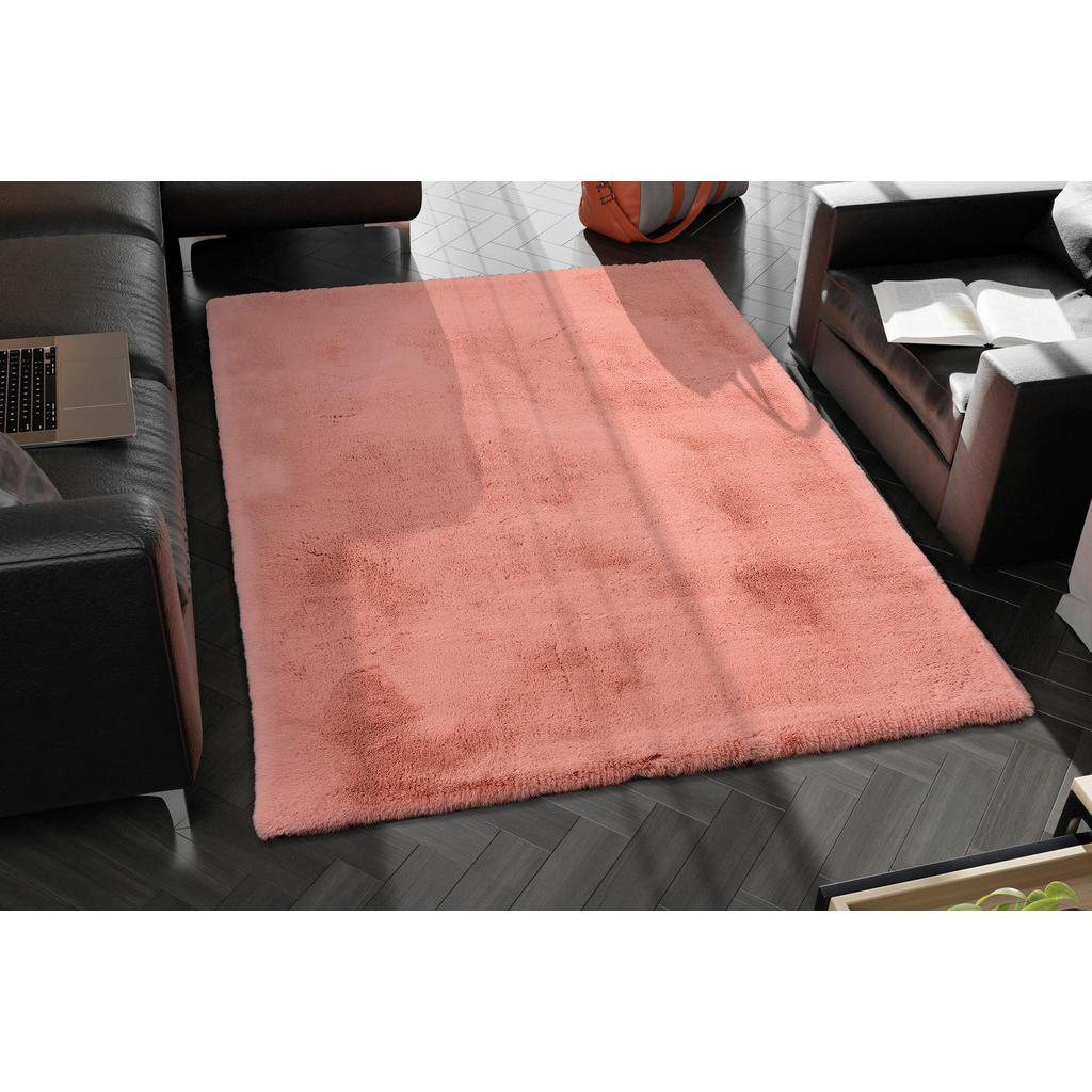 Thumbnail - Novel Hochflorteppich Silky Haven, Rosa, Textil, Uni, rechteckig, 80x150 cm, Oeko-Tex® Standard 100, für Fußbodenheizung...