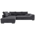 ECKSOFA Graphitfarben Cord  - Schwarz/Graphitfarben, KONVENTIONELL, Holz/Textil (202/298cm) - Carryhome