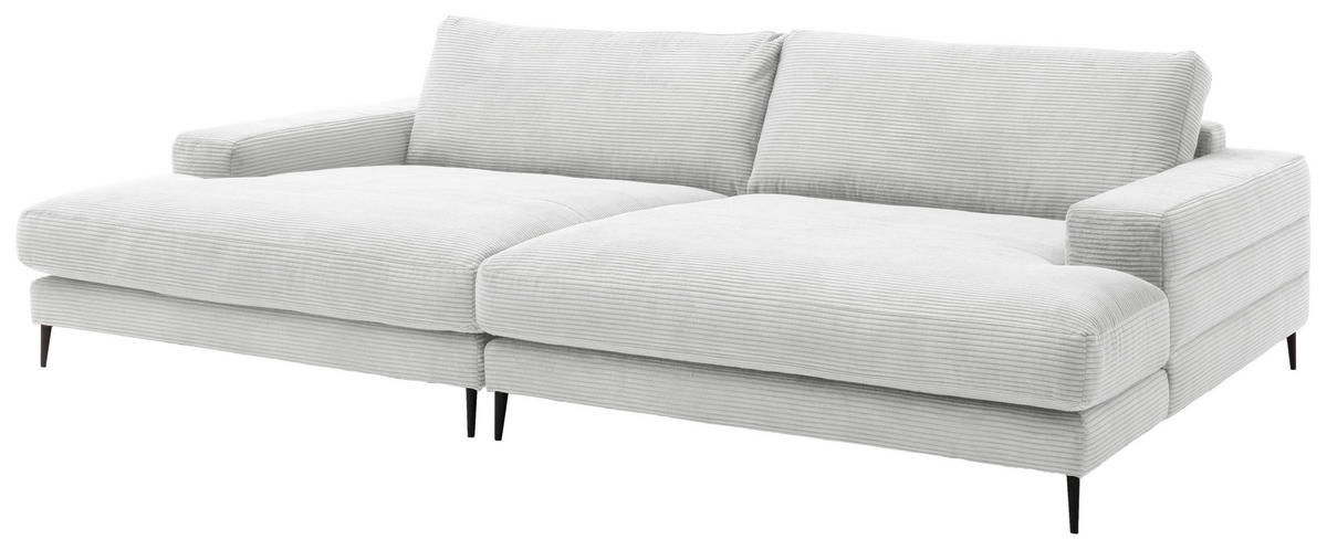 BIGSOFA in Cord Weiß  - Schwarz/Weiß, Design, Textil/Metall (296/83/177cm) - Dieter Knoll
