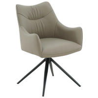 ARMLEHNSTUHL  Sitzfläche 360° drehbar, automatische Rückholfunktion  Echtleder  Taupe, Schwarz  - Taupe/Schwarz, Modern, Leder/Metall (57/86,5/61,5cm) - Novel