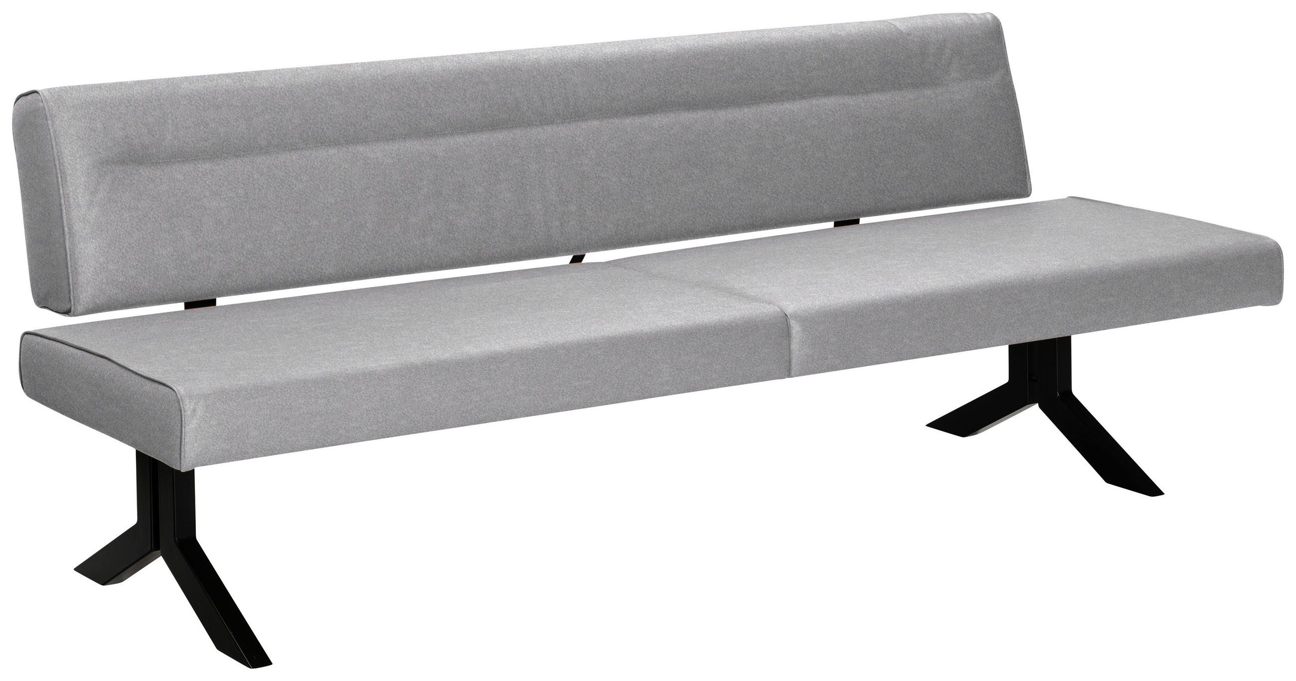 SITZBANK 220/87/70-86 cm Lederlook (vegan) Hellgrau  - Hellgrau/Schwarz, KONVENTIONELL, Textil/Metall (220/87/70-86cm) - Moderano