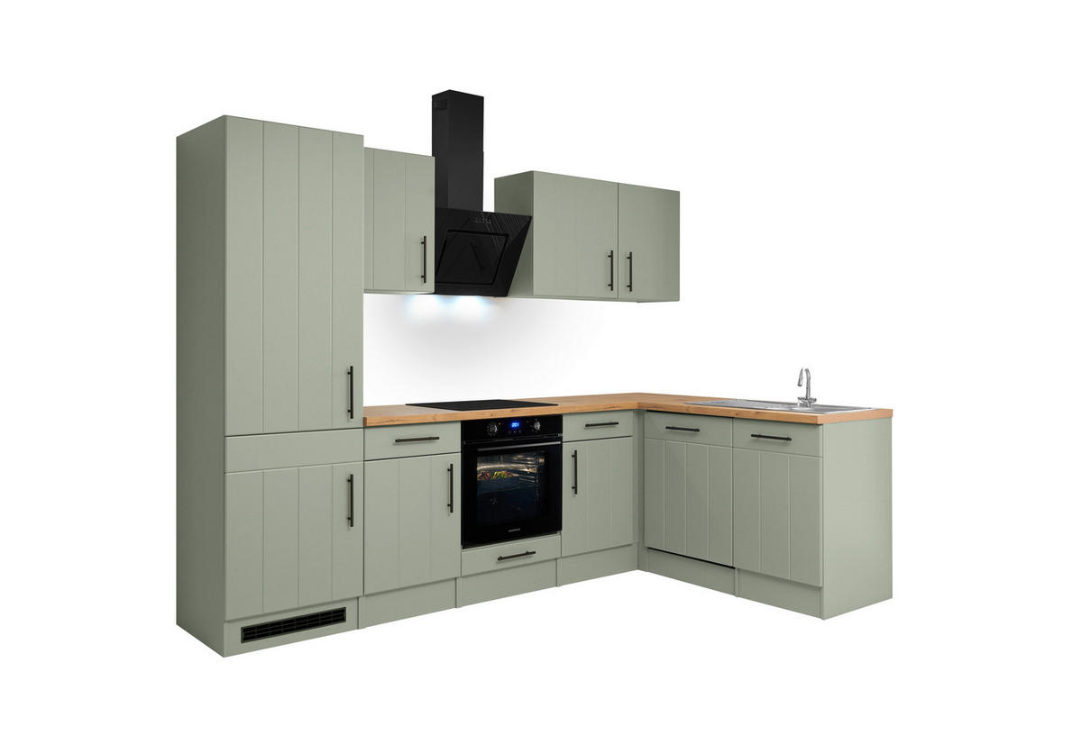 ECKKÜCHE 280/172 cm  in Wildeiche, Schilfgrün  - Schilfgrün/Wildeiche, Trend, Holzwerkstoff/Metall (280/172cm) - Respekta