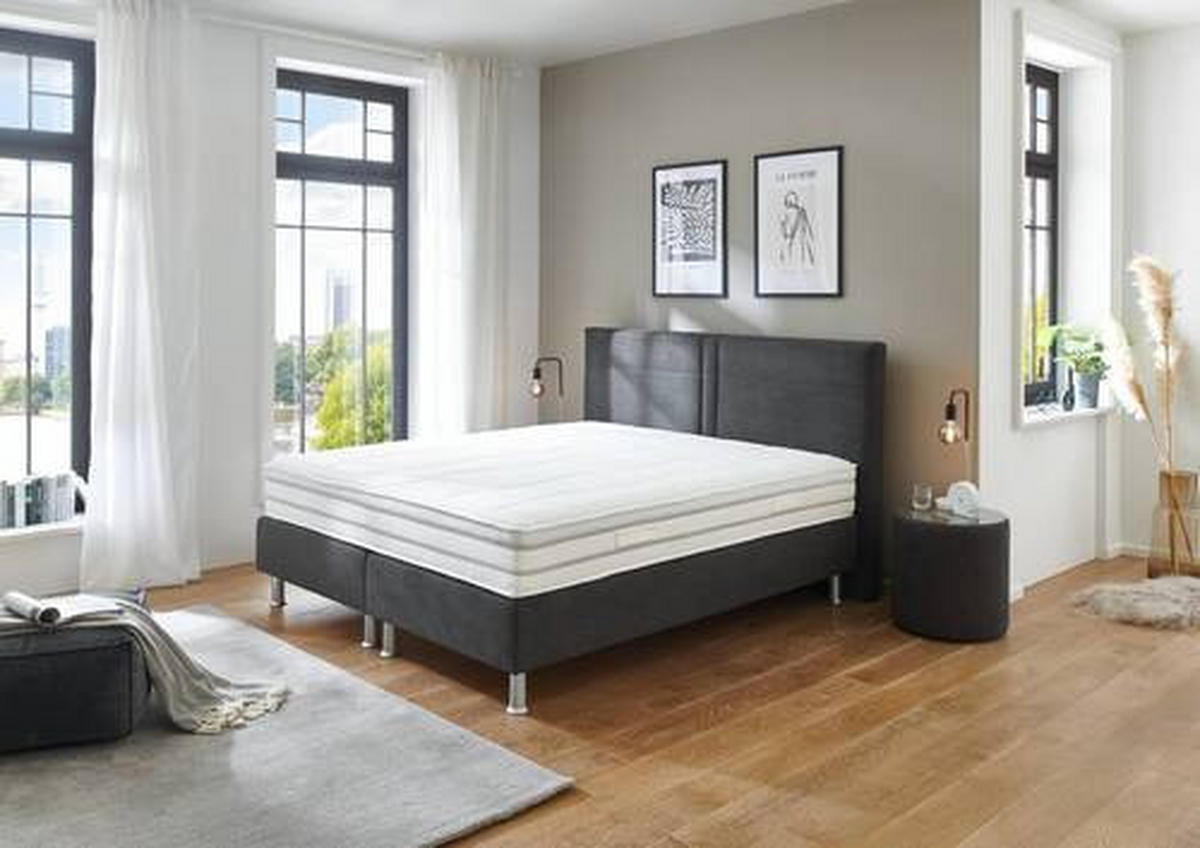 BOXSPRINGBETT 180/200 cm  in Anthrazit  - Anthrazit/Alufarben, Design, Kunststoff/Textil (180/200cm) - Beldomo - Sleep
