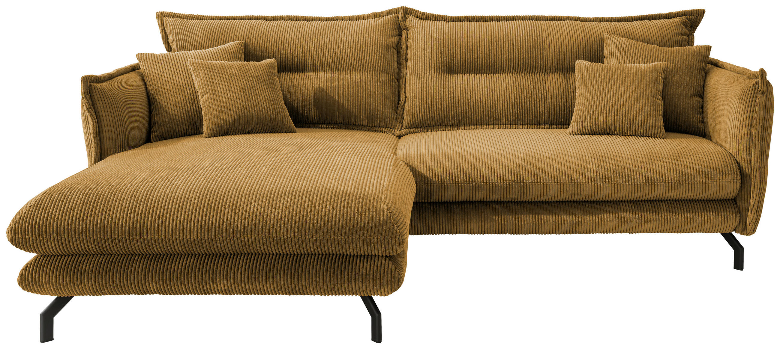 ECKSOFA in Cord Goldfarben  - Goldfarben/Schwarz, Modern, Textil/Metall (180/255cm) - Livetastic
