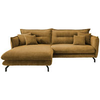 ECKSOFA in Cord Goldfarben  - Goldfarben/Schwarz, Modern, Textil/Metall (180/255cm) - Livetastic