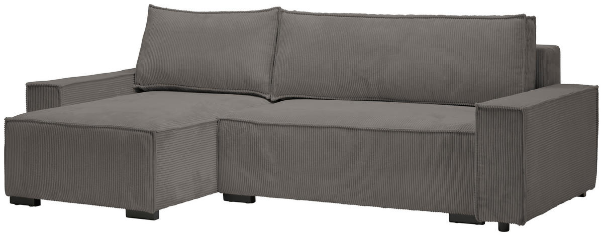 ECKSOFA in Cord, Webstoff Braun  - Schwarz/Braun, Modern, Holz/Textil (157/265cm) - Carryhome