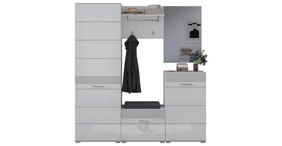 GARDEROBE 5-teilig in 170/190/37 cm - Weiß Hochglanz/Weiß, Design, Holzwerkstoff/Textil (170/190/37cm) - Carryhome
