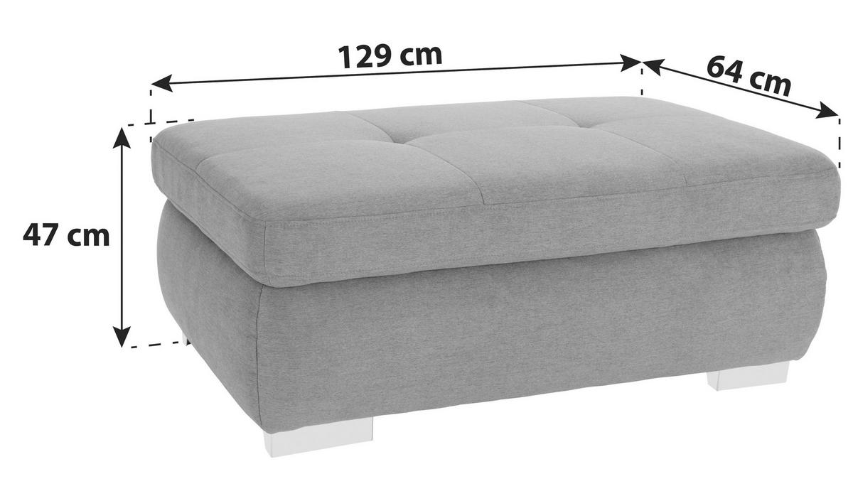 HOCKER in Textil Grau  - Chromfarben/Grau, Modern, Textil/Metall (129/47/64cm) - Livetastic
