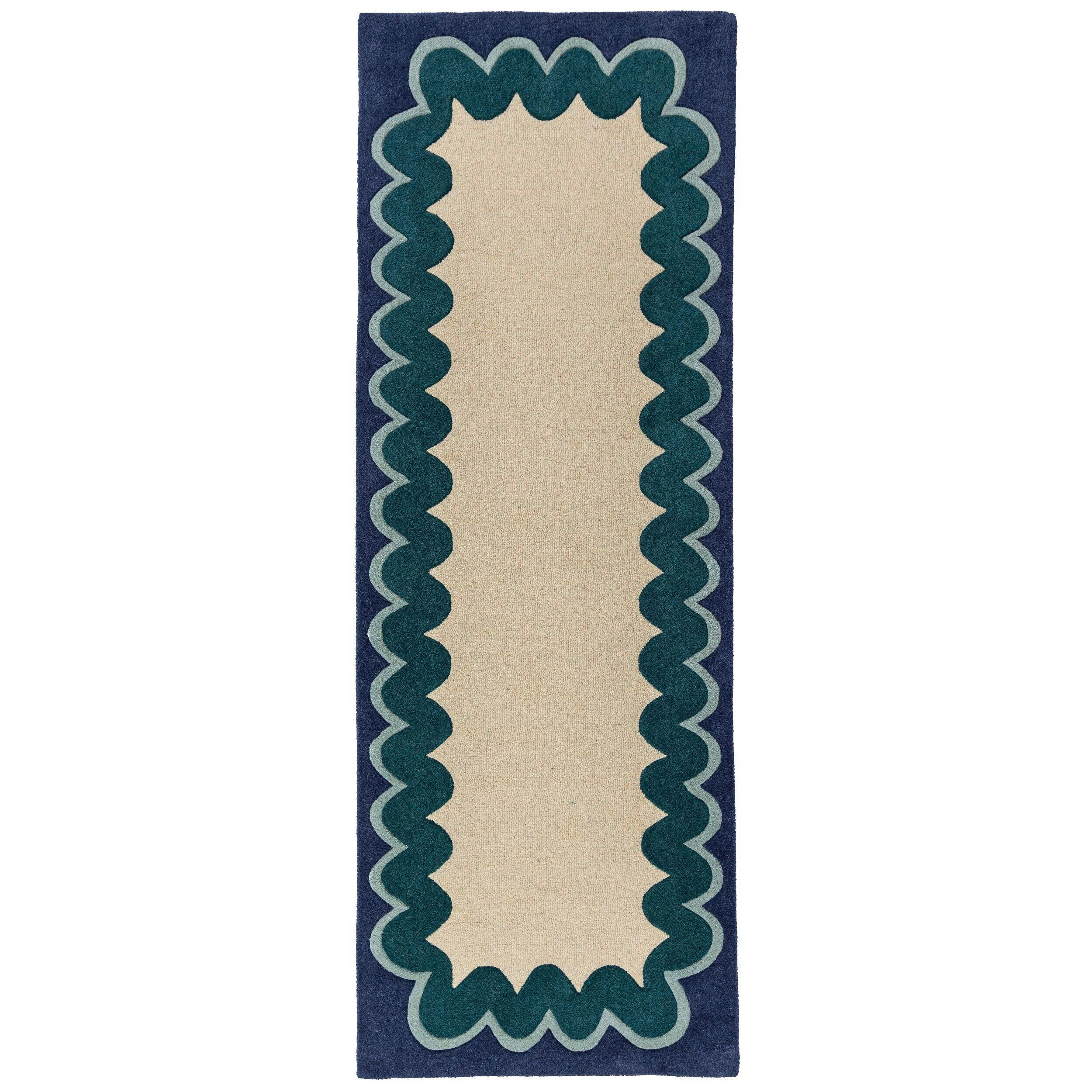 WOLLTEPPICH 80/230 cm Wiggle Petrol  - Petrol, Basics, Textil (80/230cm) - Flair Rugs