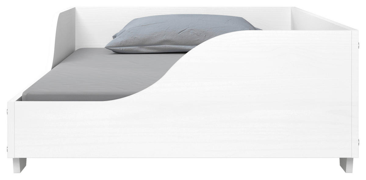 NIZKA POSTELJA 90 cm   x 200 cm  , les, leseni material bela  - bela, Moderno, leseni material/les (90/200cm) - MID.YOU