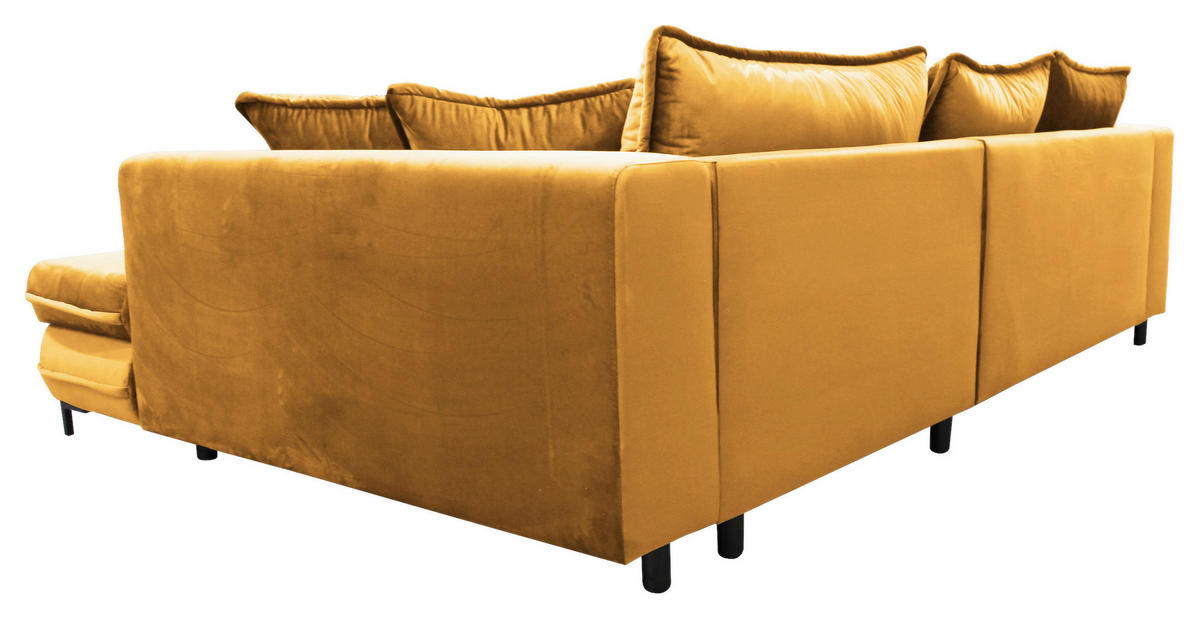 ECKSOFA Gelb Velours  - Gelb/Schwarz, Design, Textil/Metall (277/187cm) - Livetastic