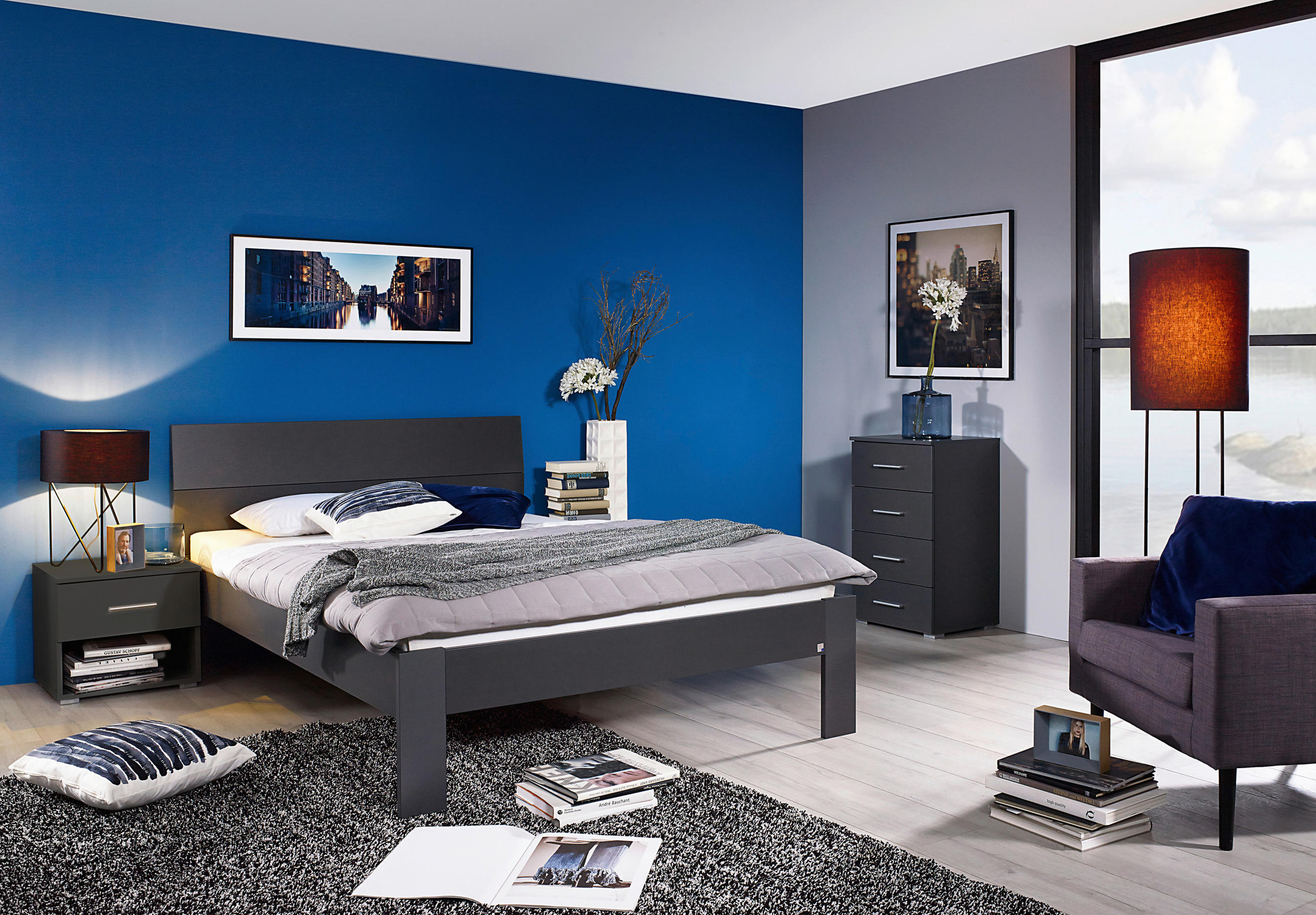 BETT 160/200 cm  in Grau   - Grau, Basics, Holzwerkstoff (160/200cm) - Xora