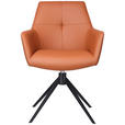 ARMLEHNSTUHL  Lederauswahl, Sitzfläche 360° drehbar, inklusive Armlehnen  Echtleder  - Cognac/Schwarz, KONVENTIONELL, Leder/Metall (59,5/87,5/63cm) - Novel