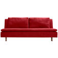 SCHLAFSOFA Flachgewebe Rot  - Eichefarben/Rot, KONVENTIONELL, Holz/Textil (205/85/98cm) - Carryhome