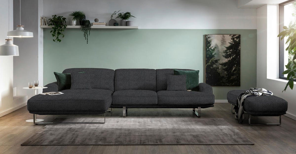 ECKSOFA in Webstoff Graphitfarben  - Graphitfarben, Design, Textil/Metall (184/304cm) - Dieter Knoll