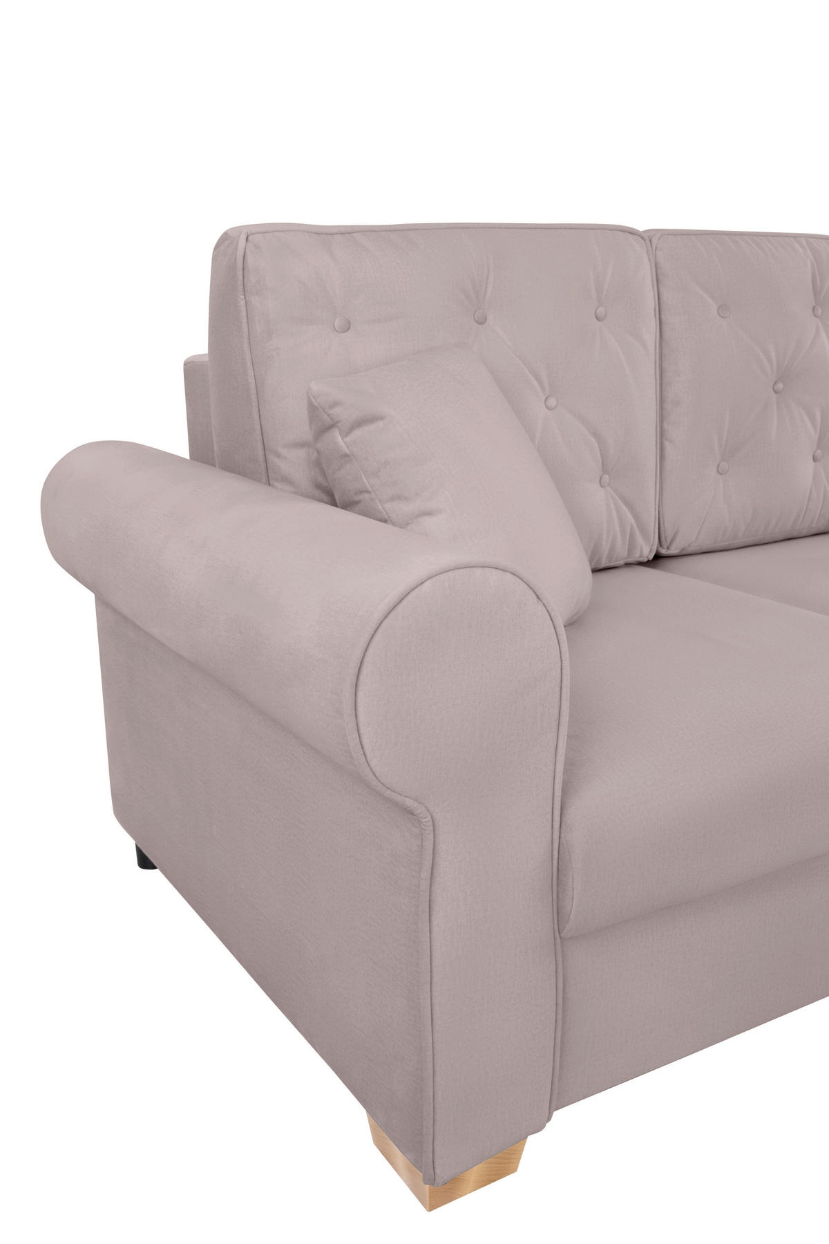 SCHLAFSOFA  mit Bettkasten erhältlich, Liegefunktion, Rücken echt, Armteil links, Armteil rechts Taupe  - Taupe/Buchefarben, Design, Holz/Textil (240/94/98cm) - MID.YOU