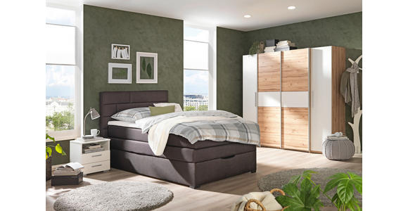 BOXSPRINGBETT 100/200 cm  in Dunkelbraun  - Wengefarben/Dunkelbraun, KONVENTIONELL, Textil (100/200cm) - Carryhome