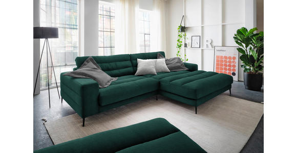 ECKSOFA in Cord Grün 296/207 cm - Schwarz/Grün, Design, Textil/Metall (296/207cm) - Dieter Knoll