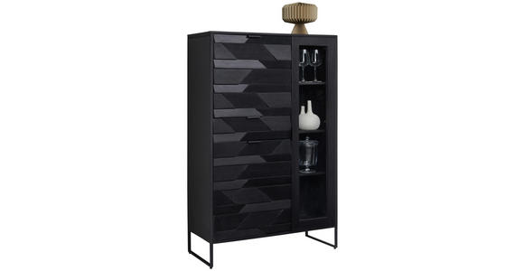 HIGHBOARD Schwarz  95/148/40 cm  - Schwarz, Trend, Glas/Holz (95/148/40cm) - Ambia Home