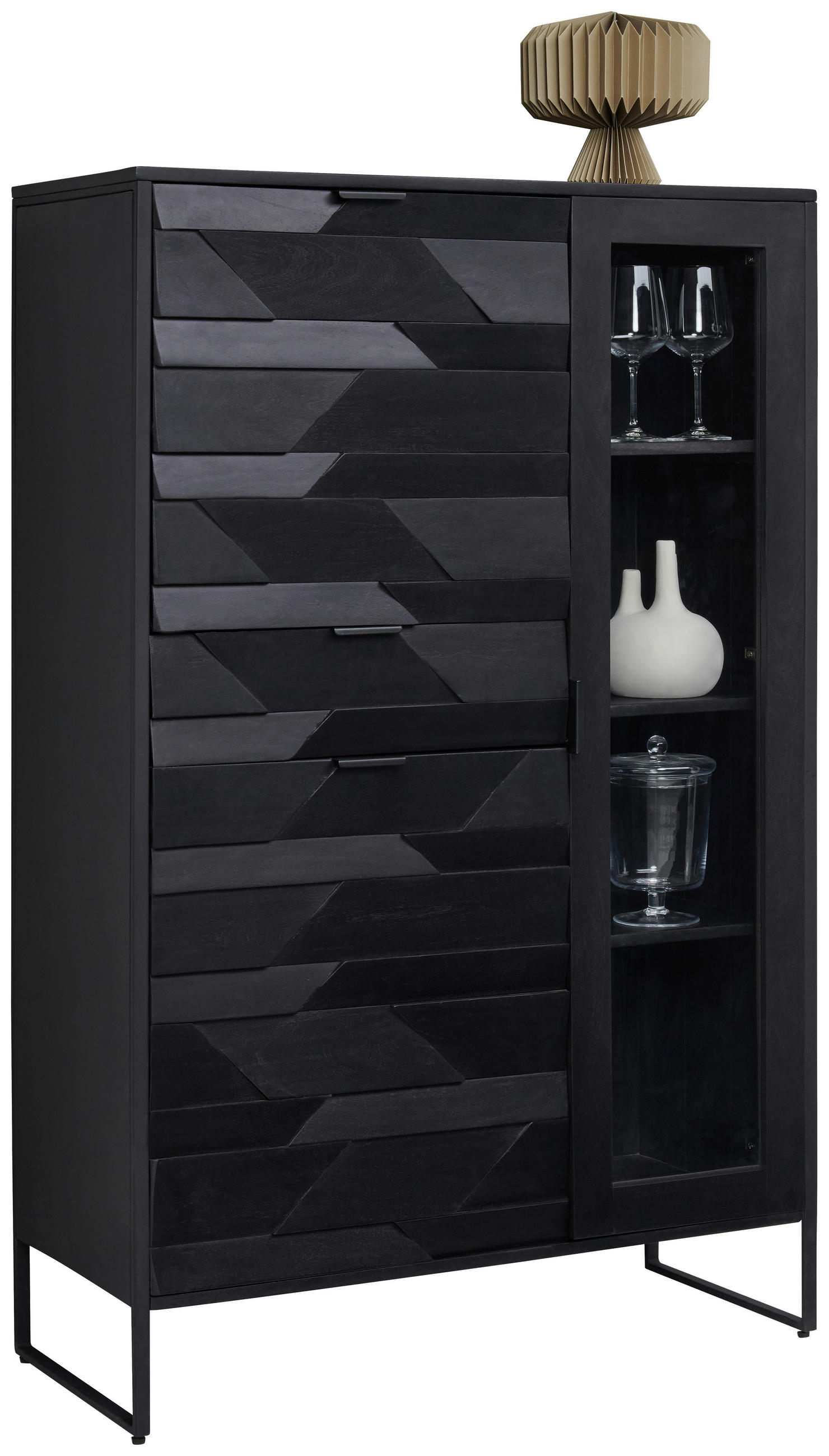 Ambia Home Highboard Schwarz 95x148x40 cm