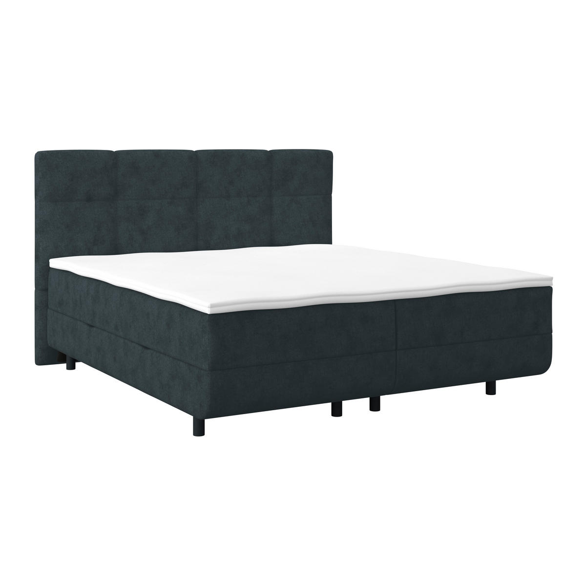 POLSTERBETT Bettkasten, Topper 200/200 cm  in Blaugrau  - Blaugrau/Schwarz, MODERN, Kunststoff/Textil (200/200cm) - MID.YOU