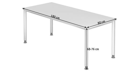 SCHREIBTISCH höhenverstellbar  - Silberfarben/Weiß, KONVENTIONELL, Holzwerkstoff/Metall (180/80/68-76cm) - Venda