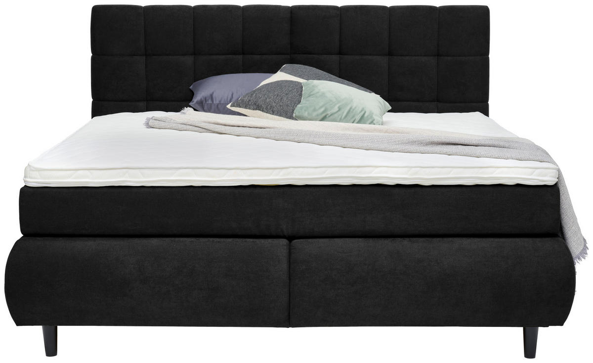 BOXSPRINGBETT 180/200 cm  in Schwarz  - Schwarz, Konventionell, Holz/Textil (180/200cm) - Ti'me