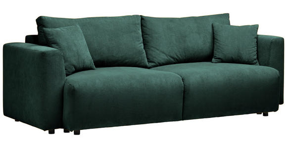 SCHLAFSOFA Cord Dunkelgrün Zierkissen, Rückenkissen, Bettkasten, Schlaffunktion, Rücken echt  - Dunkelgrün/Schwarz, Design, Kunststoff/Textil (250/92/105cm) - Carryhome