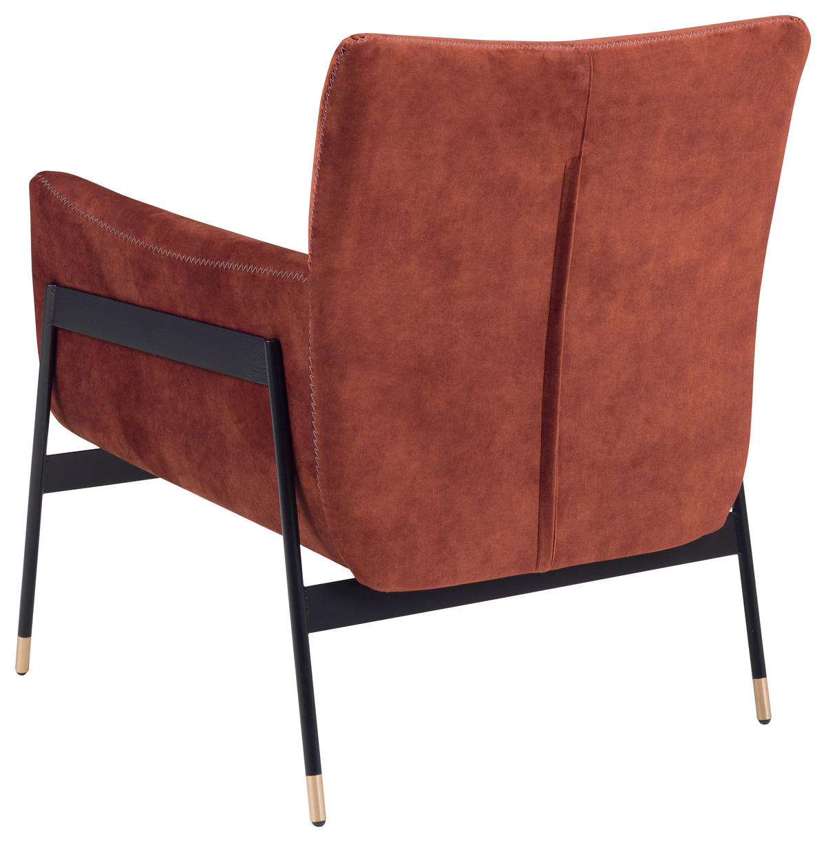 SESSEL Samt Rostfarben    - Rostfarben/Schwarz, Design, Textil/Metall (69/85/78cm)