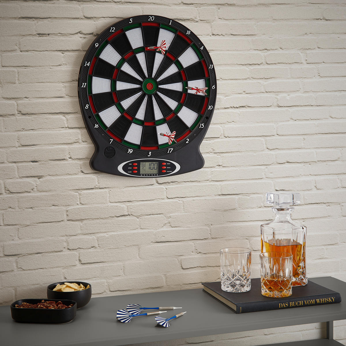 Dartscheibe inkl. Zubehör - Rot/Schwarz, LIFESTYLE, Kunststoff (43/2/37,8cm)