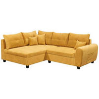 ECKSOFA in Mikrovelours Gelb  - Gelb/Schwarz, Basics, Holzwerkstoff/Kunststoff (176/248cm) - MID.YOU