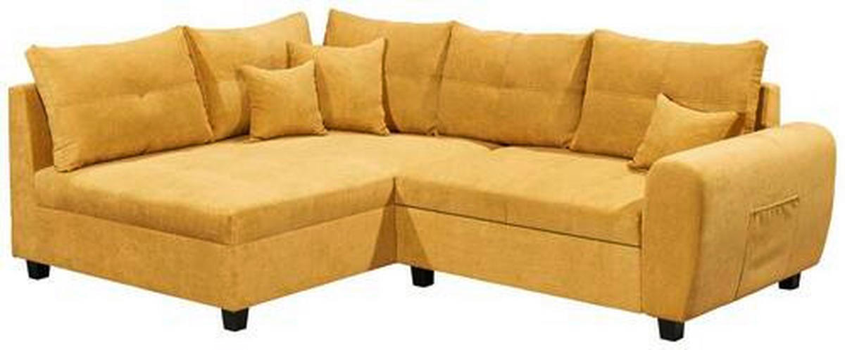 ECKSOFA in Mikrovelours Gelb  - Gelb/Schwarz, Basics, Holzwerkstoff/Kunststoff (176/248cm) - MID.YOU