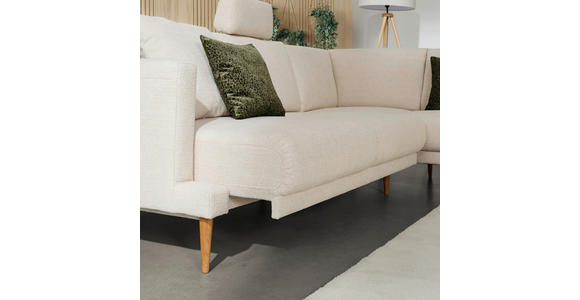 ECKSOFA  in Flachgewebe Beige  255/212 cm  - Eichefarben/Beige, KONVENTIONELL, Holz/Textil (255/212cm) - Valnatura