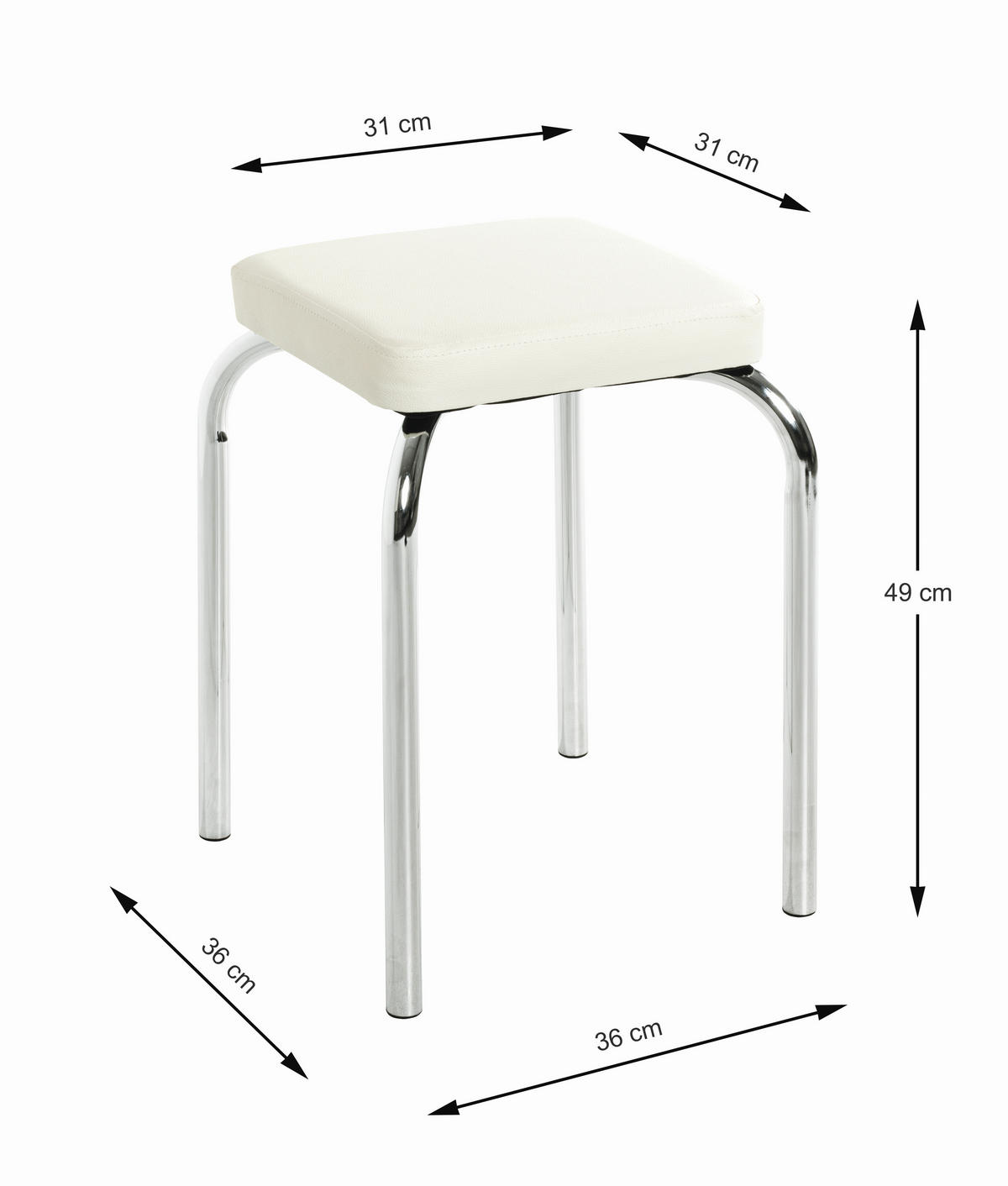 STAPELHOCKER Weiß, Chromfarben  - Chromfarben/Weiß, Basics, Kunststoff/Metall (36/49/36cm) - Carryhome