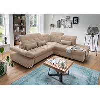 ECKSOFA in Chenille Hellbraun  - Chromfarben/Hellbraun, Modern, Textil/Metall (280/254cm) - Livetastic