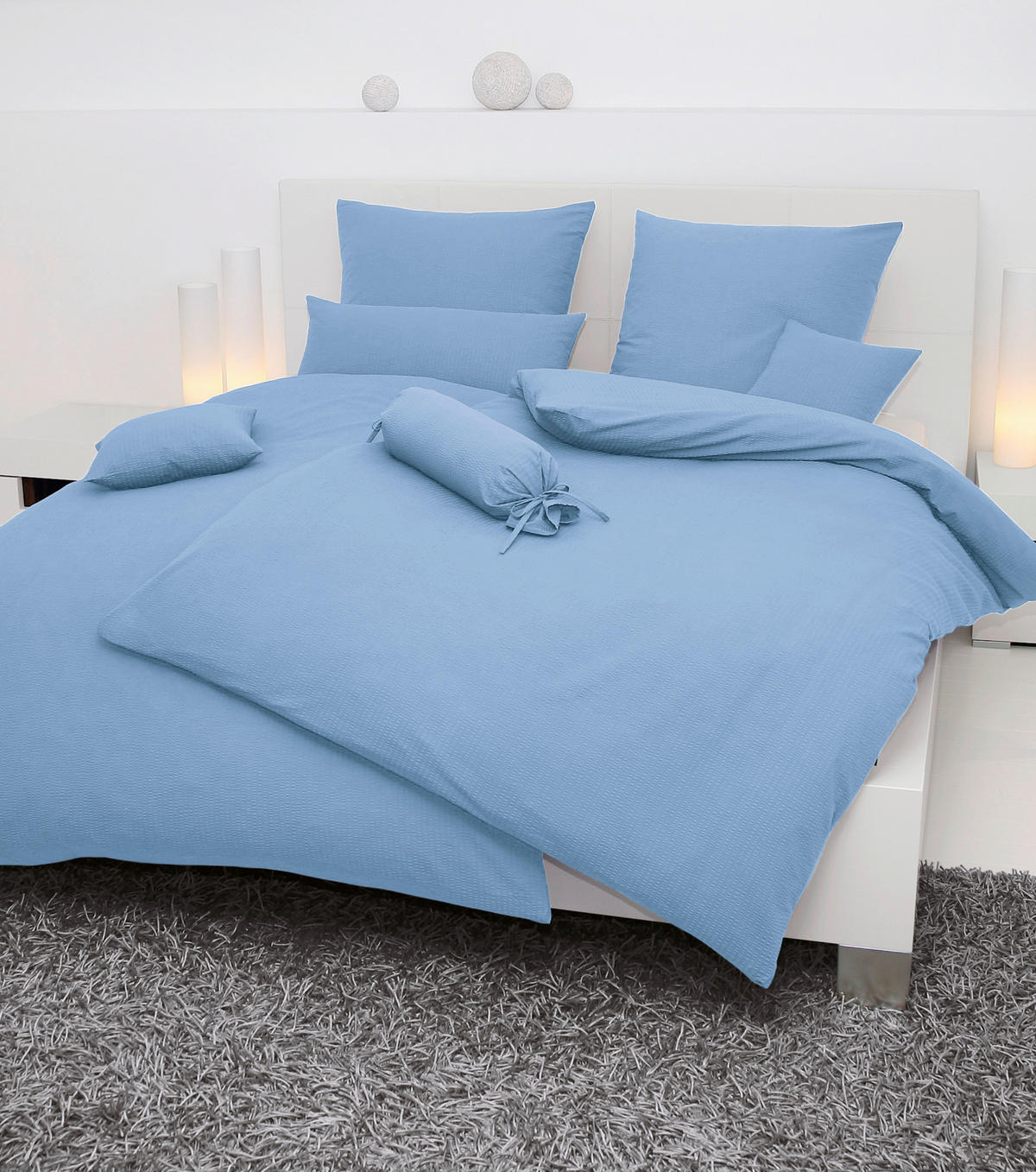 BETTWÄSCHE Seersucker 200/200 cm  - Blau, Basics, Textil (200/200cm) - Janine