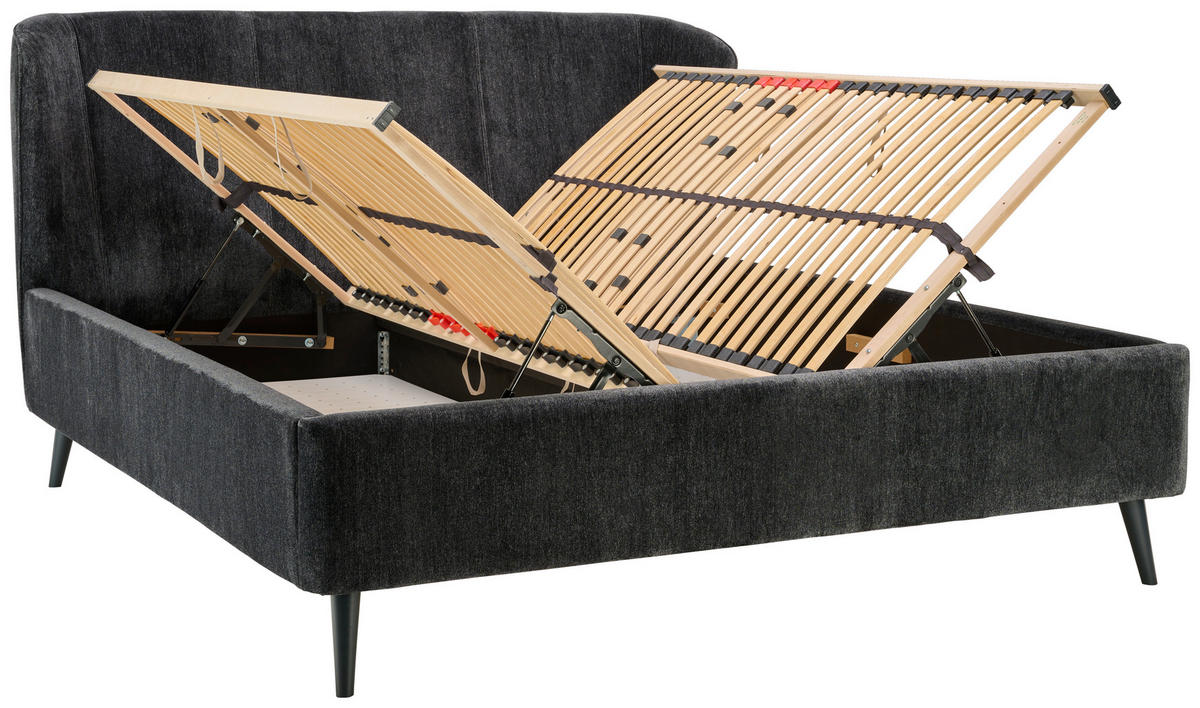 POLSTERBETT Matratze, Lattenrost Anthrazit 180/200 cm  - Anthrazit/Weiß, KONVENTIONELL, Holz/Textil (180/200cm) - Moderano