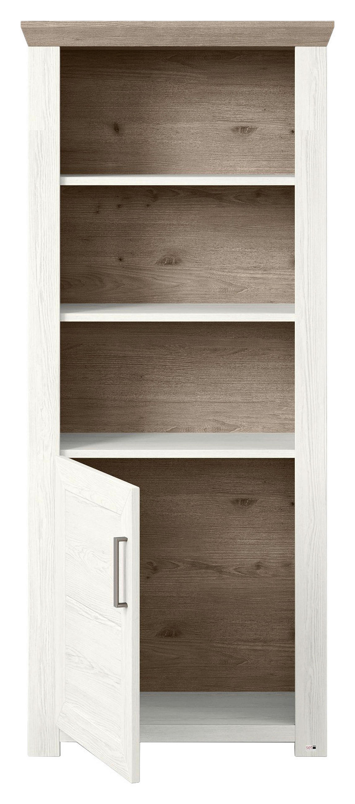 REGAL Weiß, Eichefarben  - Eichefarben/Weiß, Design, Holzwerkstoff/Metall (74,5/174,6/42,2cm) - SetOne by Musterring