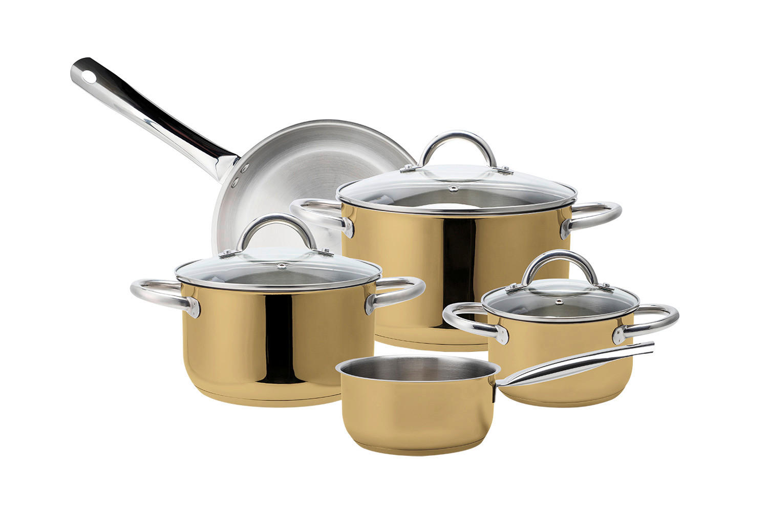 KOCHTOPFSET 8-teilig - Goldfarben, Basics, Glas/Metall - Echtwerk