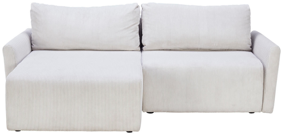 ECKSOFA in Cord Weiss  - Weiss/Schwarz, Konventionell, Kunststoff/Textil (228/146cm) - MID.YOU