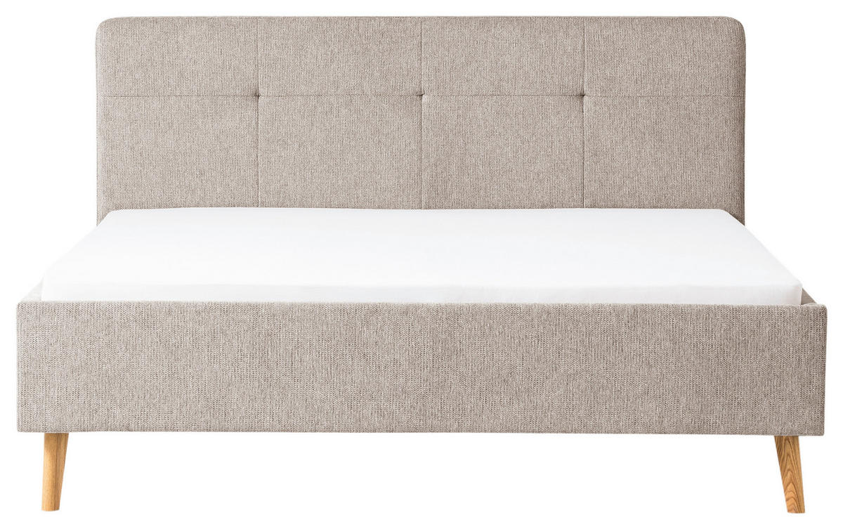 POLSTERBETT 180/200 cm  Taupe  - Taupe/Eichefarben, Basics, Holz/Textil (180/200cm) - Xora