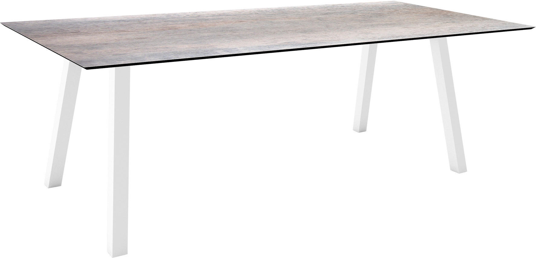 GARTENTISCH Kunststoff Grau rechteckig  - Weiß/Grau, MODERN, Kunststoff/Metall (220/100/75cm) - Stern