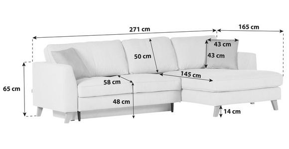 ECKSOFA Dunkelgrau Cord - Dunkelgrau/Buchefarben, Design, Holz/Textil (271/165cm) - Carryhome