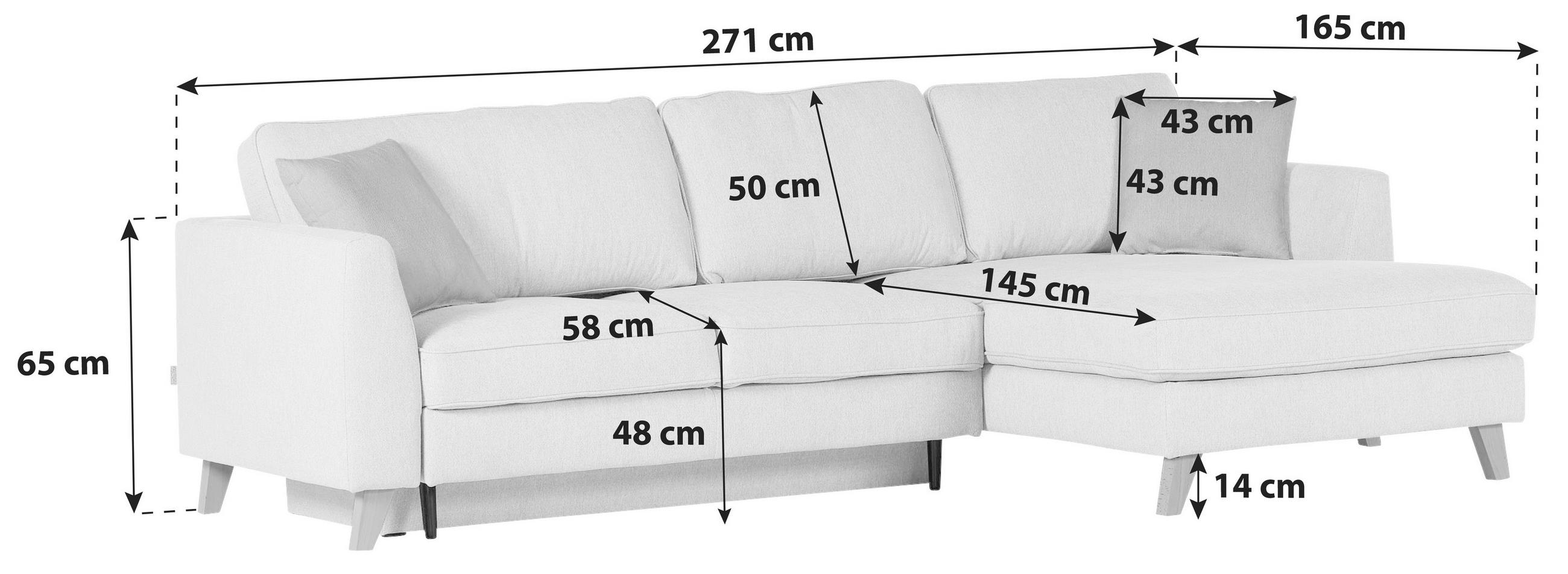 ECKSOFA in Cord Dunkelgrau  - Dunkelgrau/Buchefarben, Design, Holz/Textil (271/165cm) - MID.YOU